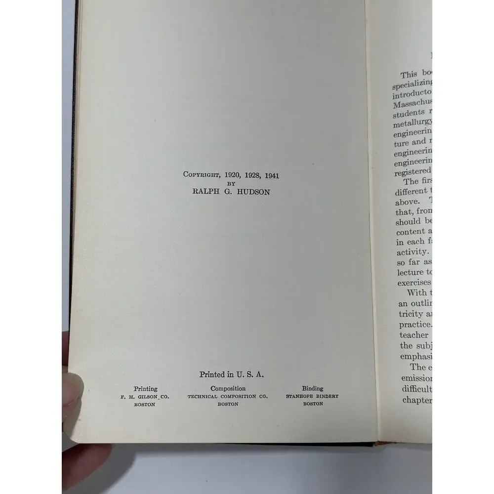 Engineering Electricity 1941 Book Hard Bound Ralph G. Hudson Third Edition VTG‎